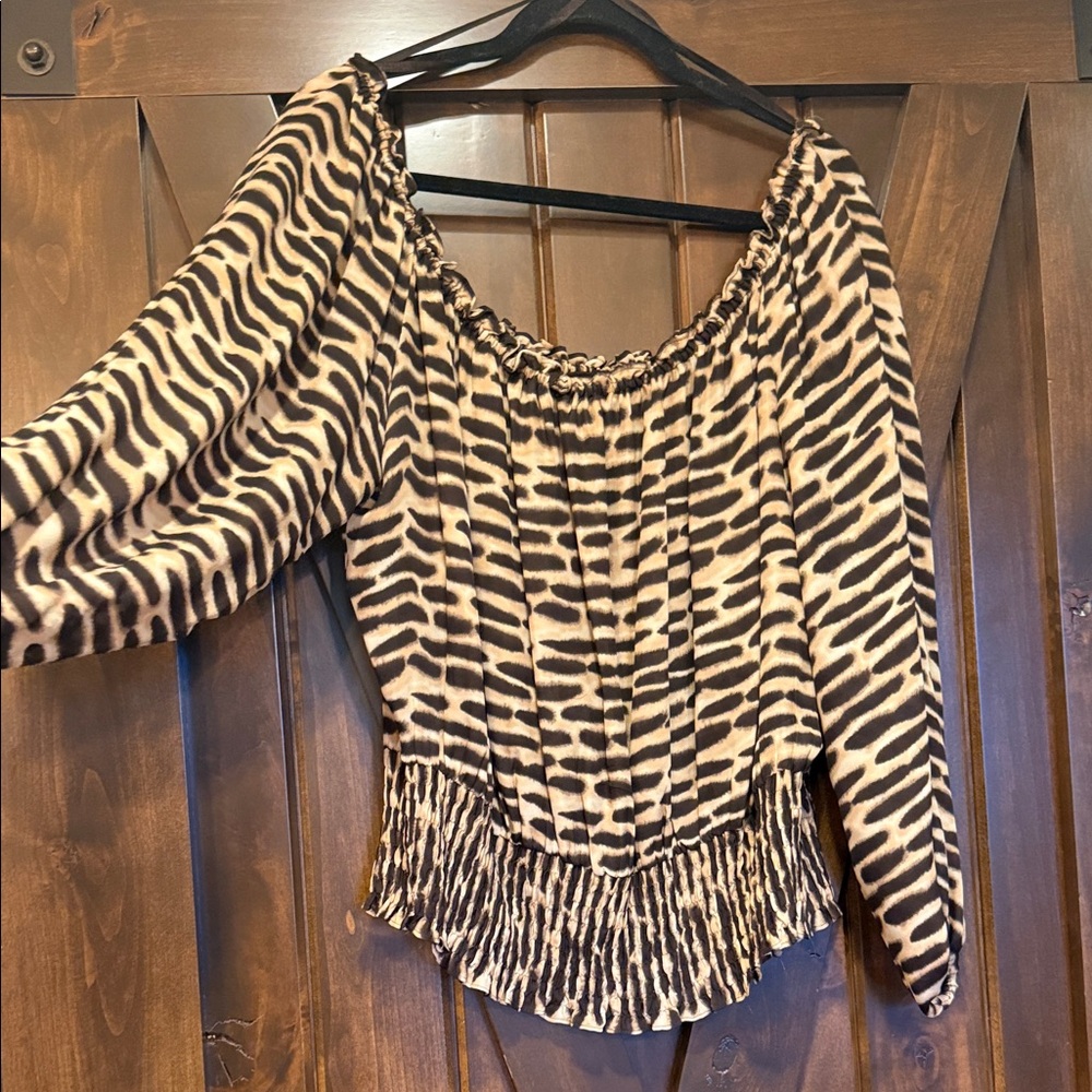 MICHAEL Michael Kors Zebra Print Off-Shoulder Blouse